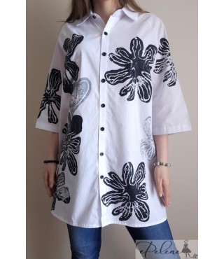 Nauji marškiniai su gėlių aplikacija 44d-50d 